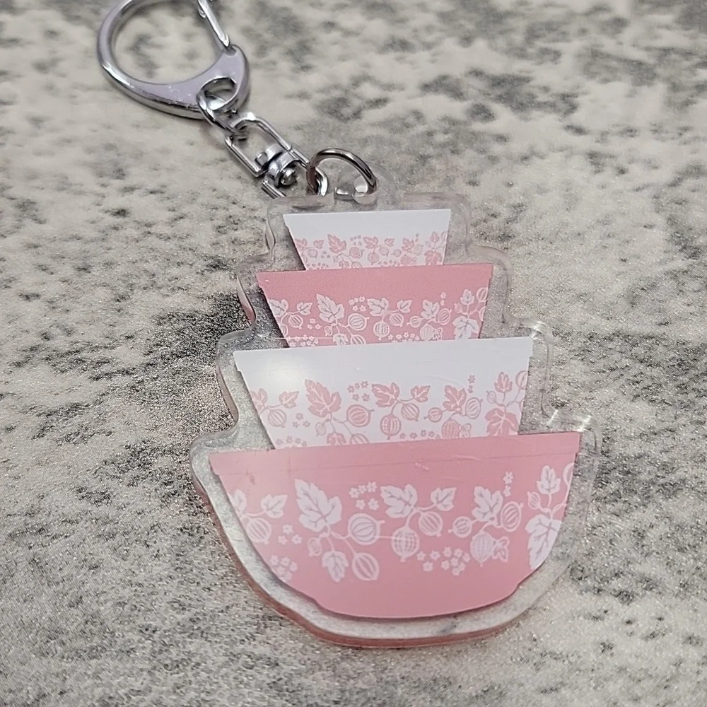 Pyrex Gooseberry stack Keychain Keyring - Picture 2 of 2